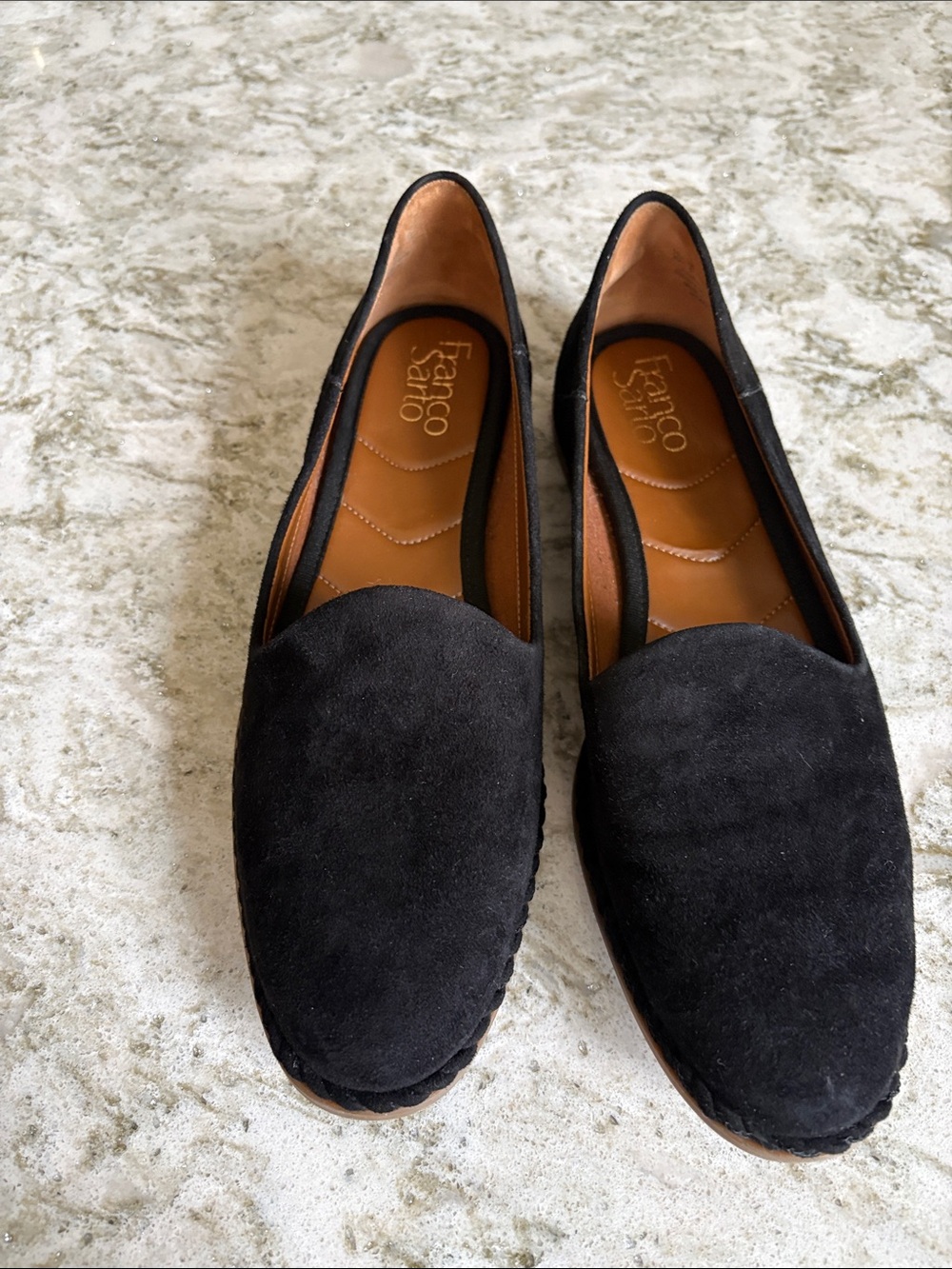 Franco Sarto Jasmine Black Suede Slip-On Loafers